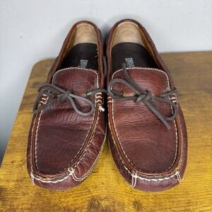 Duluth Trading Co. Bison Leather Driving Moccasin Mens Size 8.5 M Laces Brown
